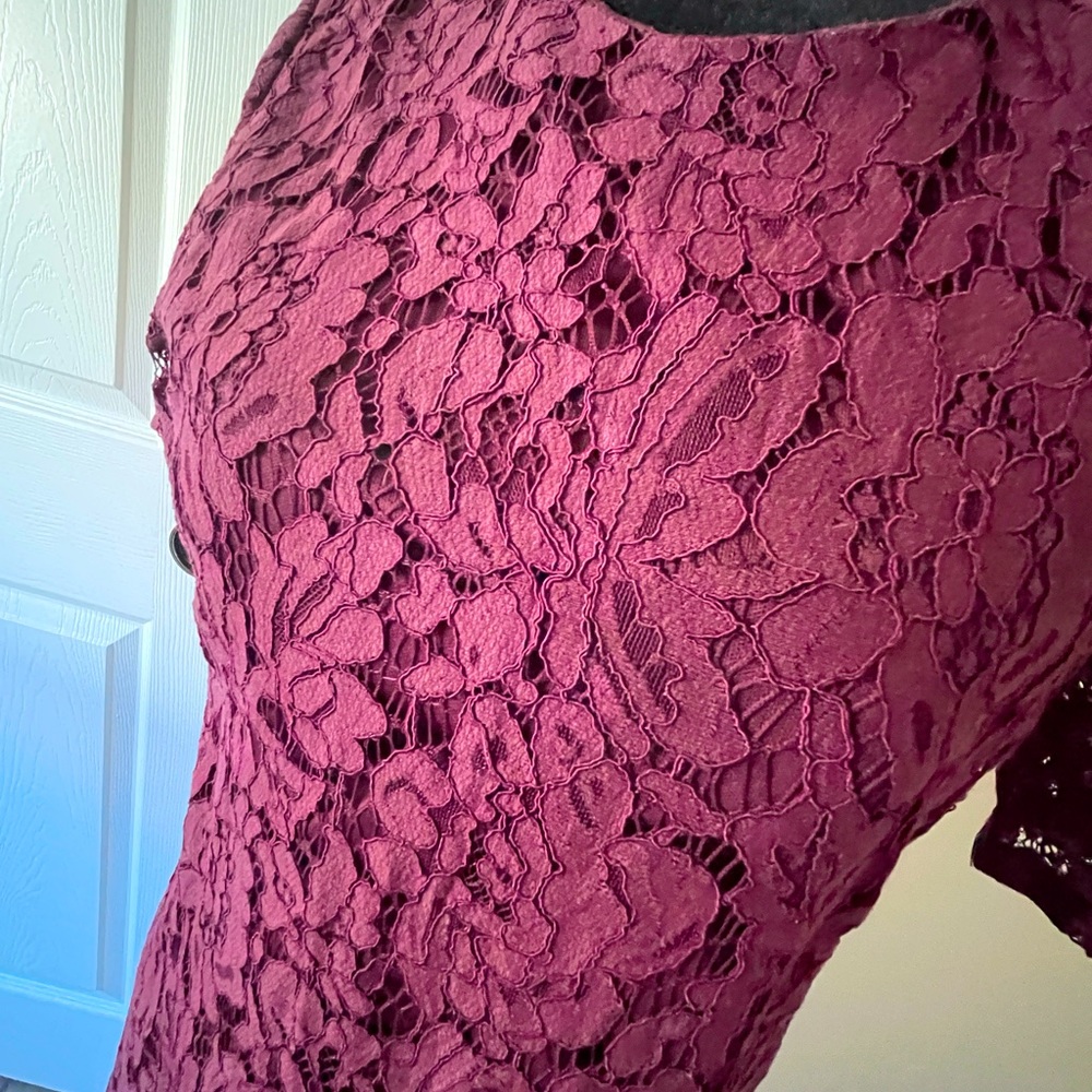Brass & Roe Maroon Lace Party Dress